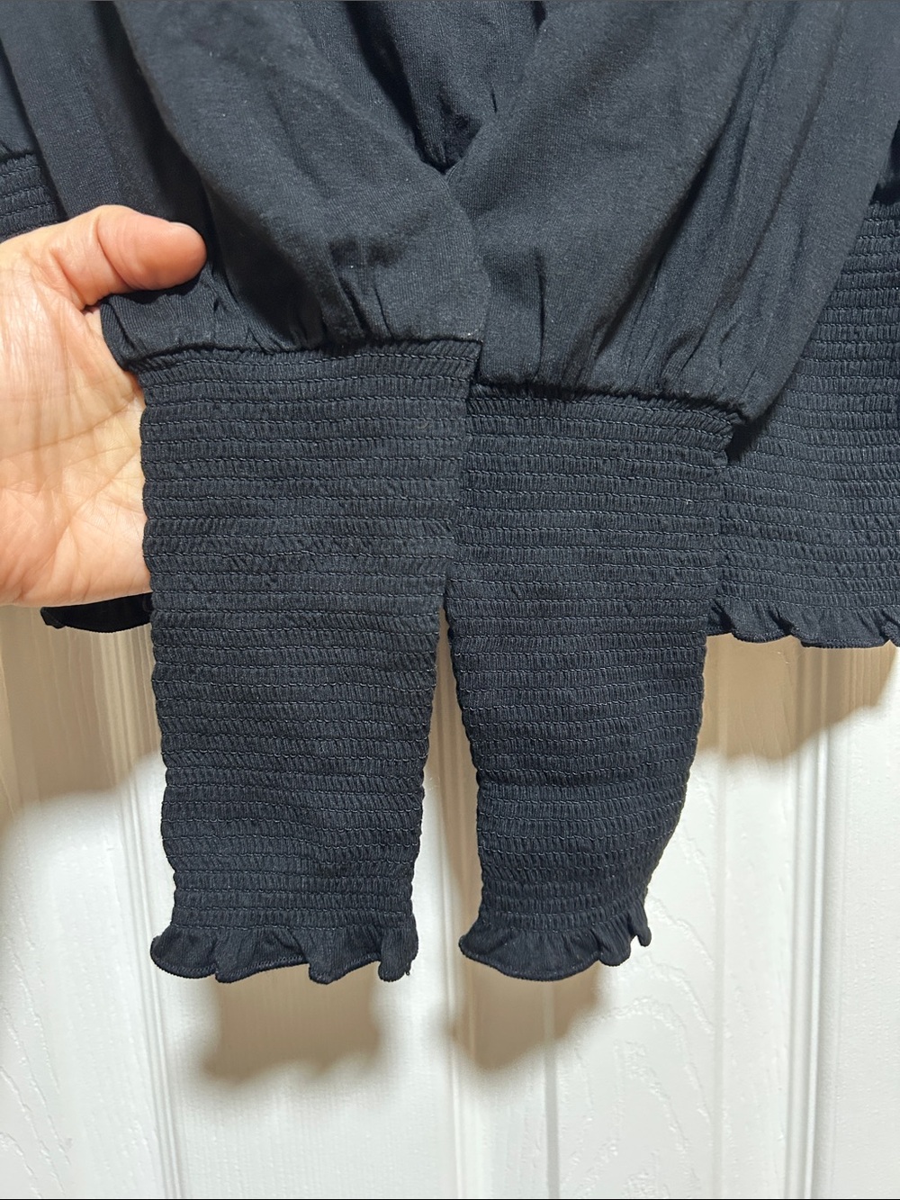 💗NWT Madewell Cinched Long-Sleeve Top Long Sleeve Jet Black Women's Size XS - Picture 6 of 8